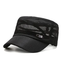 adjustable flat top baseball sun cap fashion mesh hat unisex cadet army cap outdoor sports sun hat summer cap