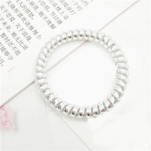 A2 Elastic Clear Telephone Wire Hair Bands Plastic Gum For Hair Ties No Crease Coil Hair Tie Ponytail Hairband Hair Accessories - Цвет: A2