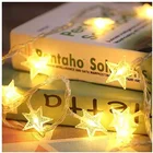 Декоративная светодиодная гирлянда в форме звезды, медная гирлянсветильник на батарейках AA длиной 2 м, украшение для рождества, детской комнаты Вечерние