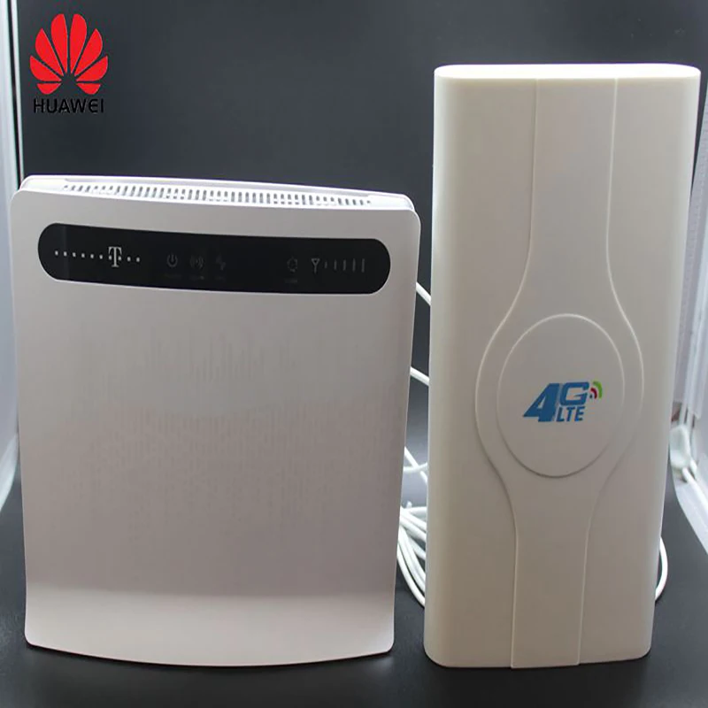 Роутер Huawei B593 B593s-12 с поддержкой 4G LTE 150Mbps, разъемом для SIM-карты, антенной и 4 LAN-портами.