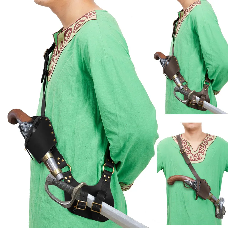Средневековый ремень с мечом плечевой кобурой Flintlock и ножнами Cutlass скаббард