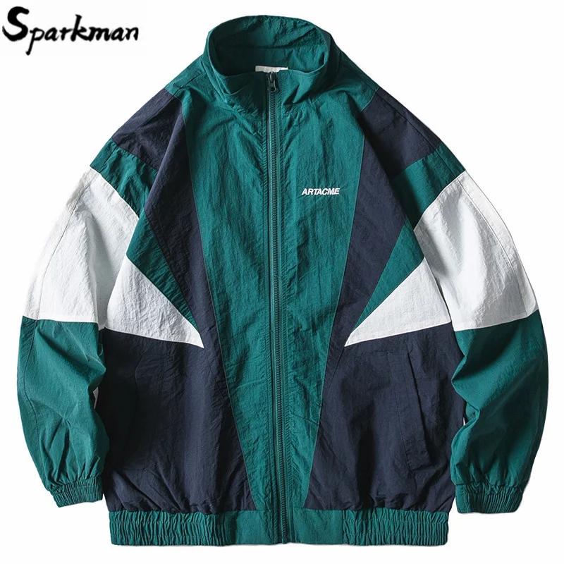 2019 мужская куртка в стиле хип хоп ветровка ретро уличная с цветным блоком
