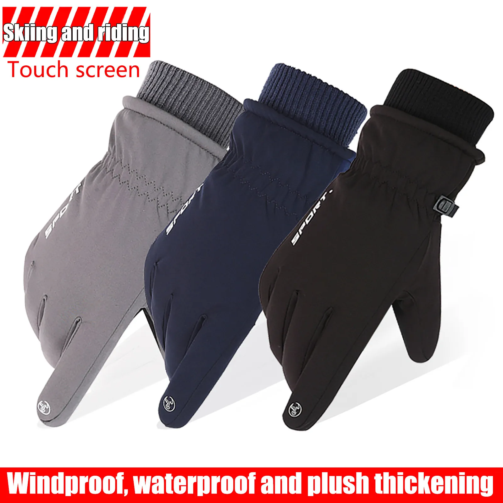 

Unisex Winter Warm Waterproof Gloves Outdoor Cycling Zipper Touch-Screen Gloves Warm Motorcycle Winter Autumn Bike Gloves