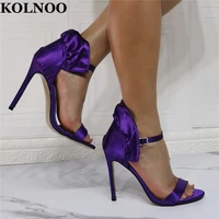 kolnoo new eurolish style ladies high heel sandals buckle ankle strap evening wedding purple dress shoes fashion party shoes
