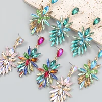 jijiawenhua new rhinestone flower shaped dangling womens earrings dinner party declaration fashion jewelry accessories