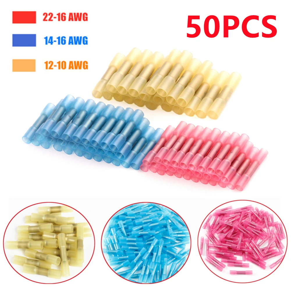 

50 шт., термоусадочные стыковые Водонепроницаемые электрические разъемы