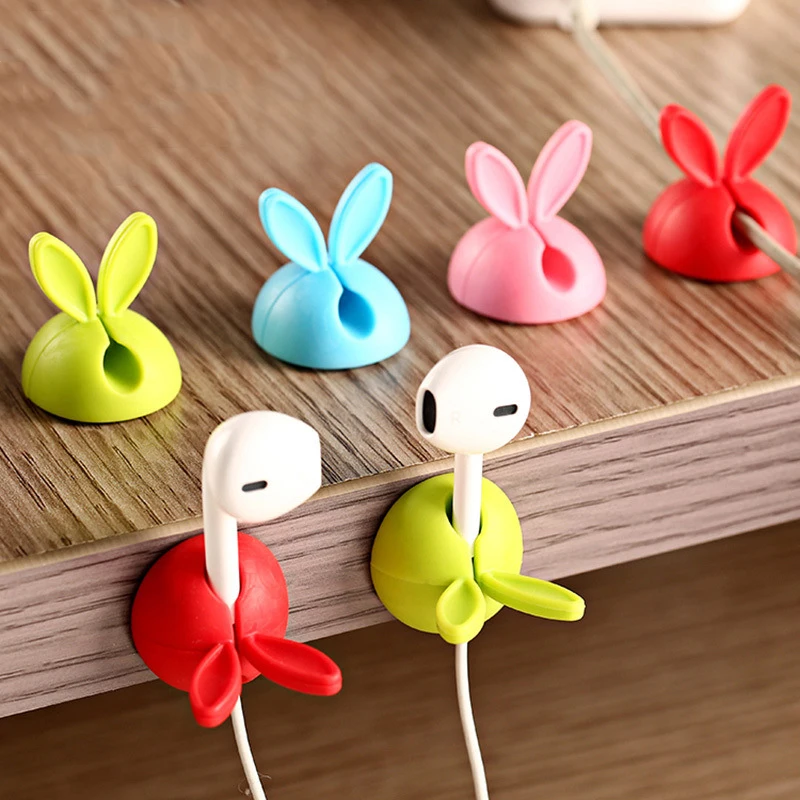 4pcs Home Office Storage Winder Wrap Cord Cable Organizer Rabbit Shaped Wire Clip Space Saving Desk Accessories | Дом и сад