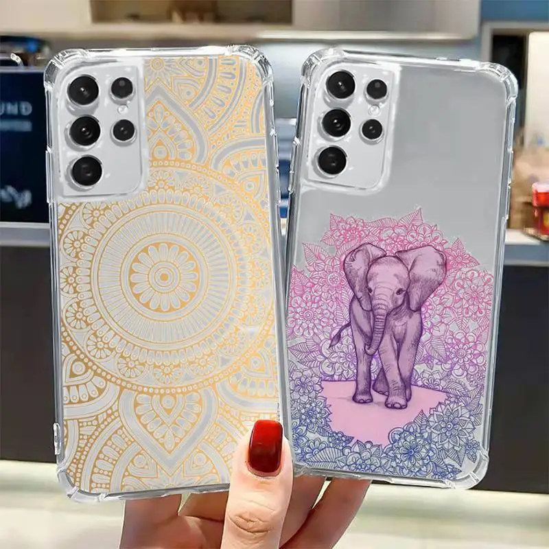 

Mandala color flower Elephant Phone Case Transparent for Samsung A 10 21S 31 50 51 52 12 71 S note 10 20 21 fe plus ultra