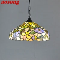 aosong tiffany pendant light contemporary led creative colorful lamp fixtures for home dining room