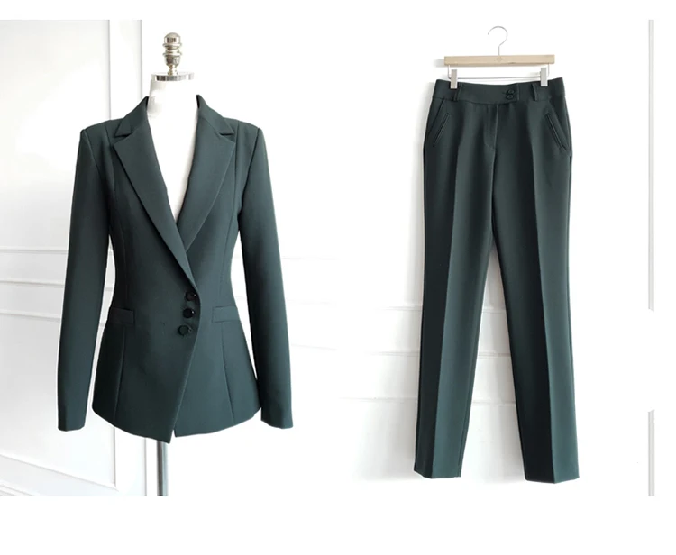 

Autumn Winter Thicken Women Pant Suit Notched Blazer Jacket & Pant Office Wear Women Suits Female Sets