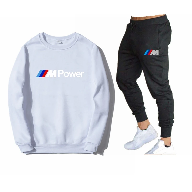 

BMW-Brand Men Solid Color Casual Sets Autumn New Men's Hoodies + Pants Two-Piece Tracksuit Trendy Sportswear Set Male