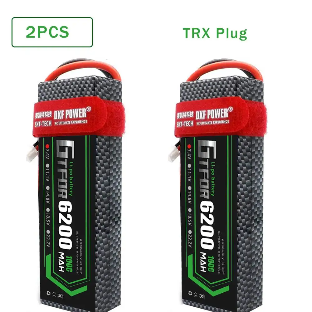 2PCS6200HARDTRX GTFDR 2 шт. RC батарея Lipo 7,4 V 11,1 V 2S 3S 6000MAH 6500MAH 6200MAH 7000mah 50C 60C 80C 100C 120C для RC Stampede автомобильный Дрон - Цвет: 2PCS6200HARDTRX