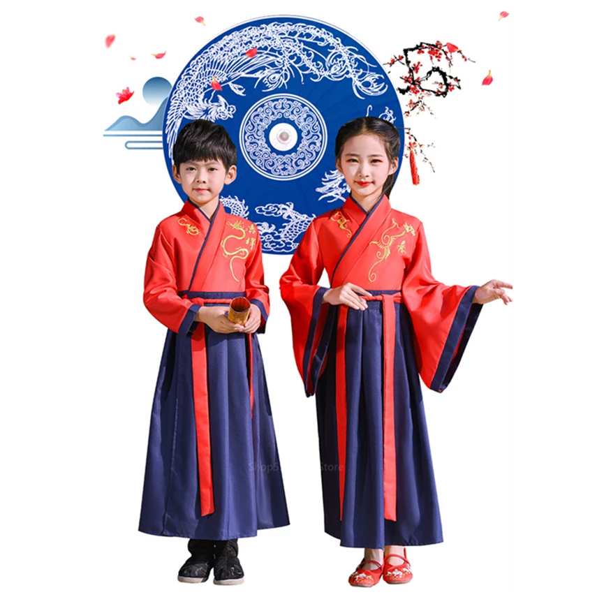 Подростковый 110 160 см Традиционный китайский национальный костюм Hanfu платье для