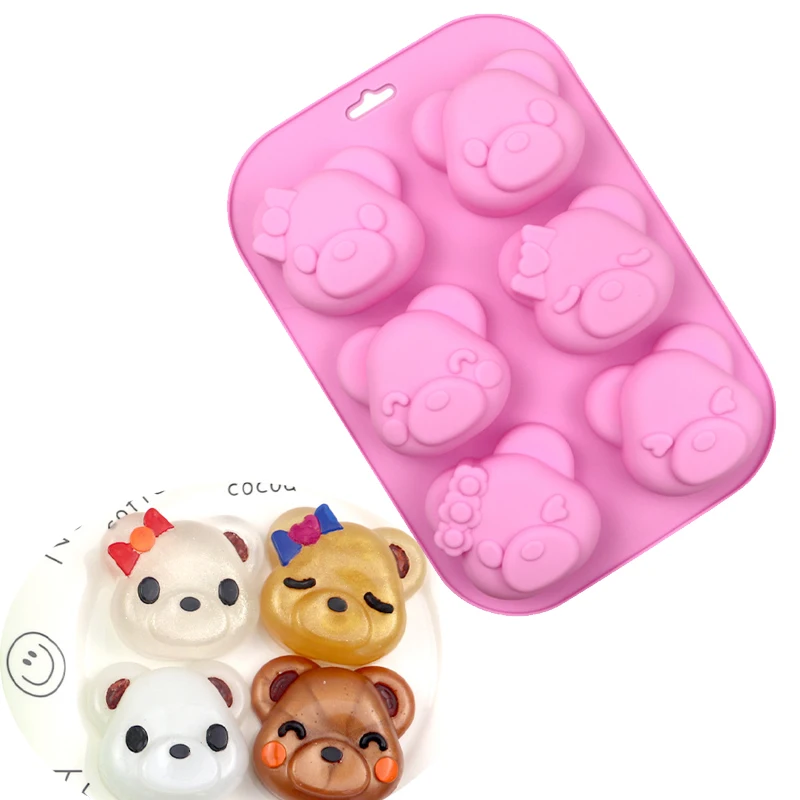 

6 Cavity Bear Soap Mold Baking Silicone Mold For Cake Chocolate Craft Candy Cookie Jelly Pudding