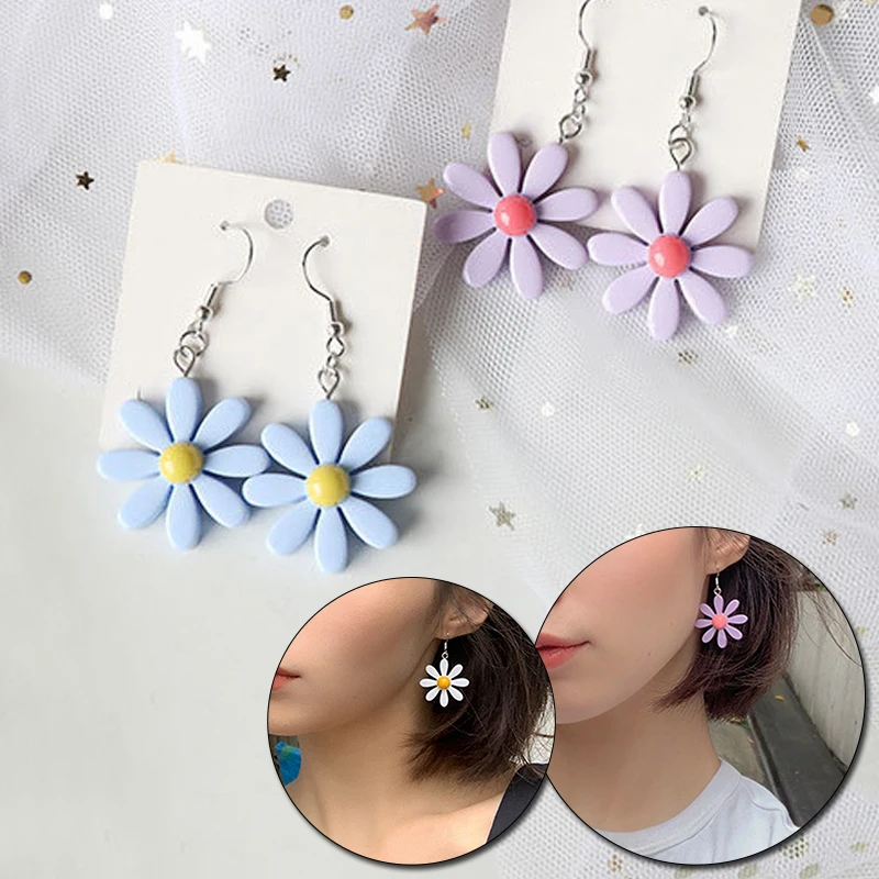 

Cute Small Flowers Drop Earrings for Women Sweet Korean Daisy Sunflower Female Personality Pendant Earrings Gifts Jewelry