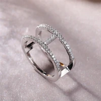 huitan geometric design chic women finger rings with shiny crystal cz stone fashion versatile female jewelry high quality rings