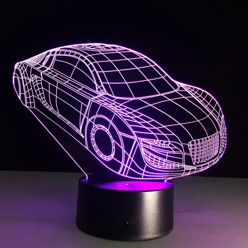 

3D Car Design Illusion Bulbing Night 7 Color Change Touch Switch Table Desk Lamp LED Light for Kid for Indoor Decoration