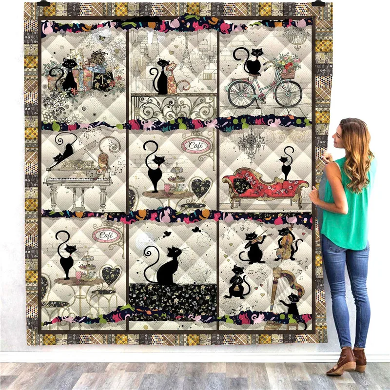 3D одеяло Love Cat с цифровой печатью велосипедное цветочное мультяшное покрывало