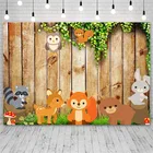 Фоны Avezano для дня рождения с изображением диких животных лисы медведя доски для фотосъемки мальчиков фоны для фотостудии фотозона фотосессия