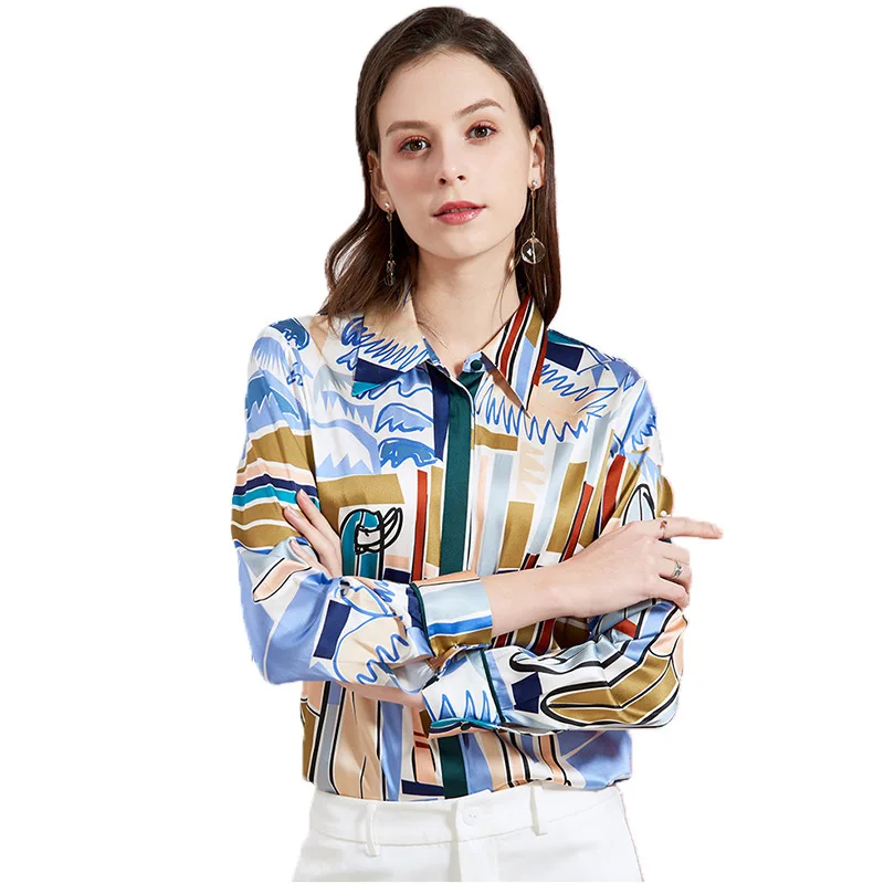 

Silk Shirt Women 2021 New Heavyweight Stretch Satin Silk Shirt Women Ol Silk Blouse Wholesale