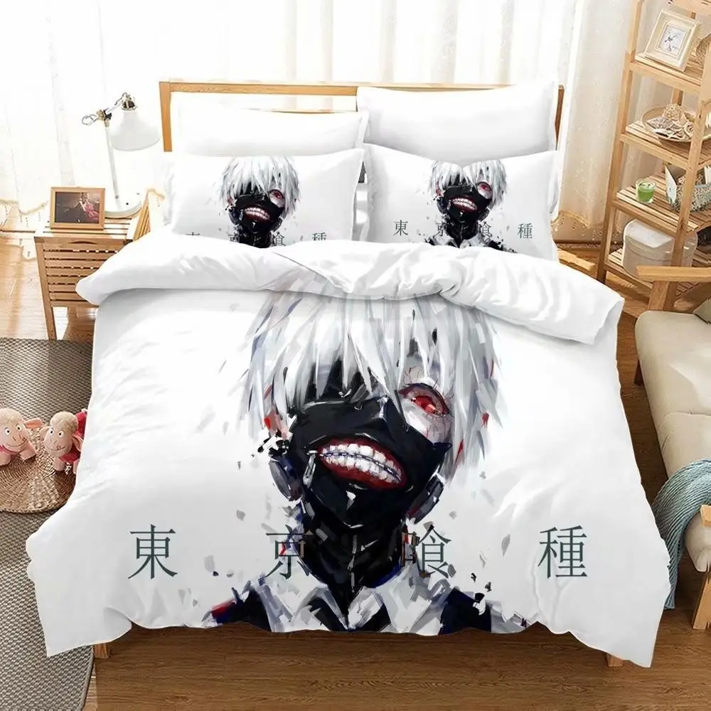 Tokyo Ghoul Комплект постельного белья Kaneki Ken Аниме белый набор пододеяльников