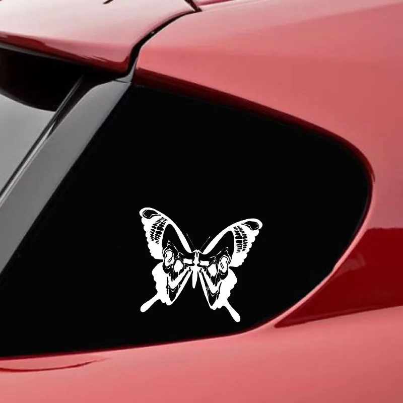 

Personalized Fashion Skull Butterfly Wing Moth Vinyl Decorative Car Sticker Black and White Pattern, 16cm * 14cm