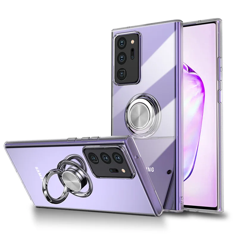 Чехол с кольцом подставкой для Samsung Galaxy Note 20 Ultra магнитный мягкий прозрачный