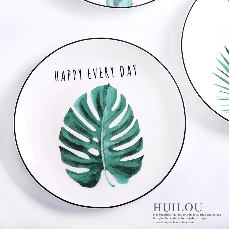 Керамическая домашняя посуда с рисунком кактуса в стиле Ins стейк десертная