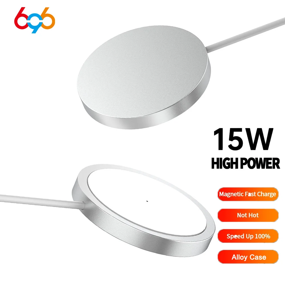 

Магнитное Беспроводное зарядное устройство 15 Вт для iPhone, портативная быстрая Беспроводная зарядная площадка для Samsung HUAWEI, магнитный кабель ...