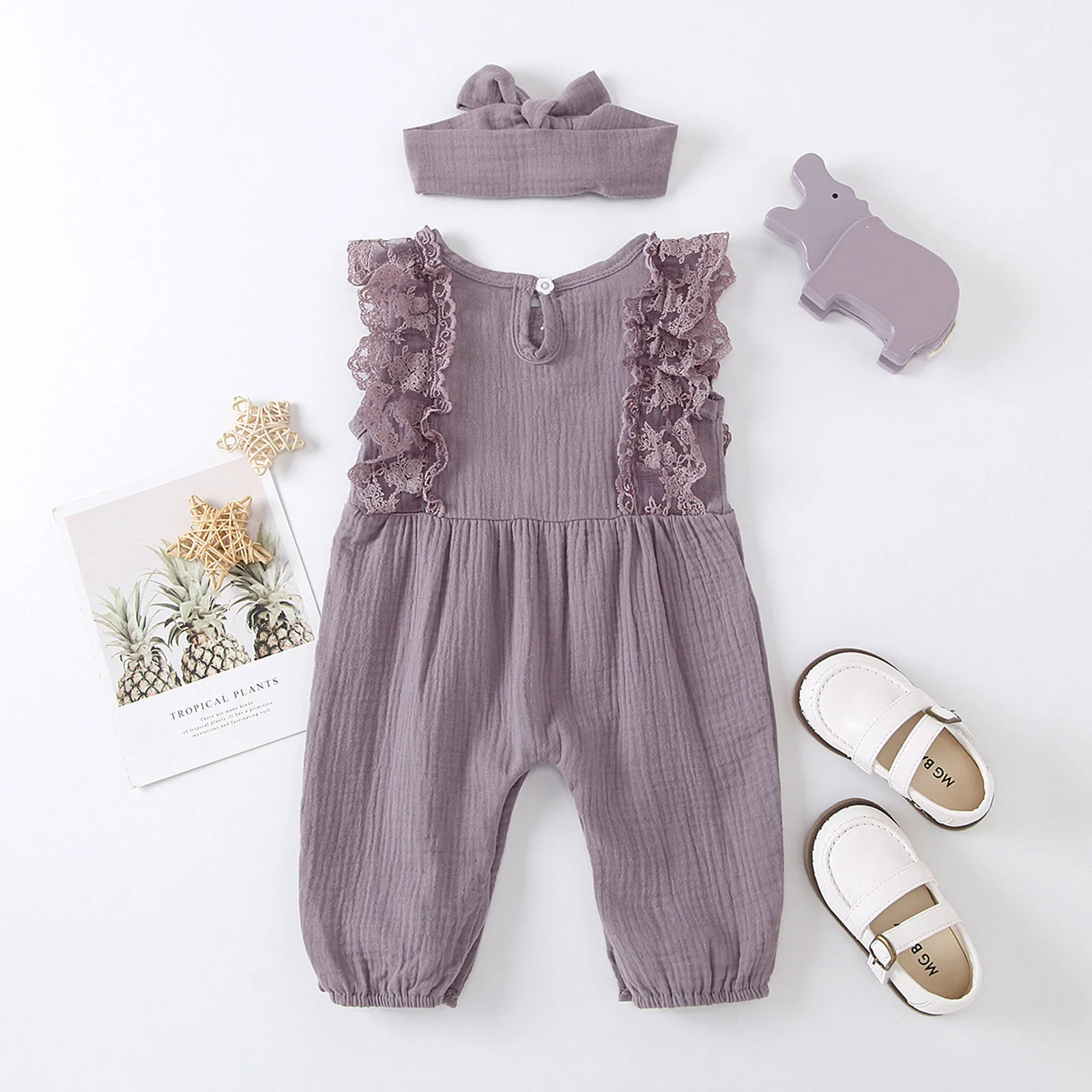 

Hotest Fashion Newborn Infant Baby Girl Cotton Linen Romper Lace Bow Outfit Baby One Piece Jumpsuit Clothes