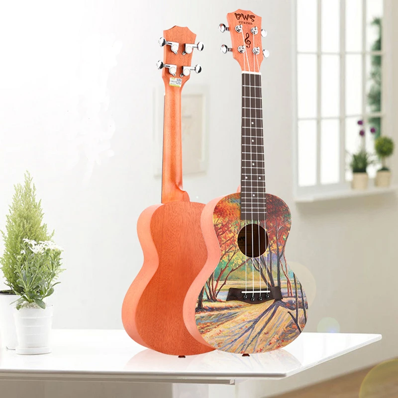 23 inch Painted Ukulele Mini Guitar 4-string Rosewood Fingerboard Mahogany Top Spruce Beginner Concert Guitarra UK2366 | Спорт и