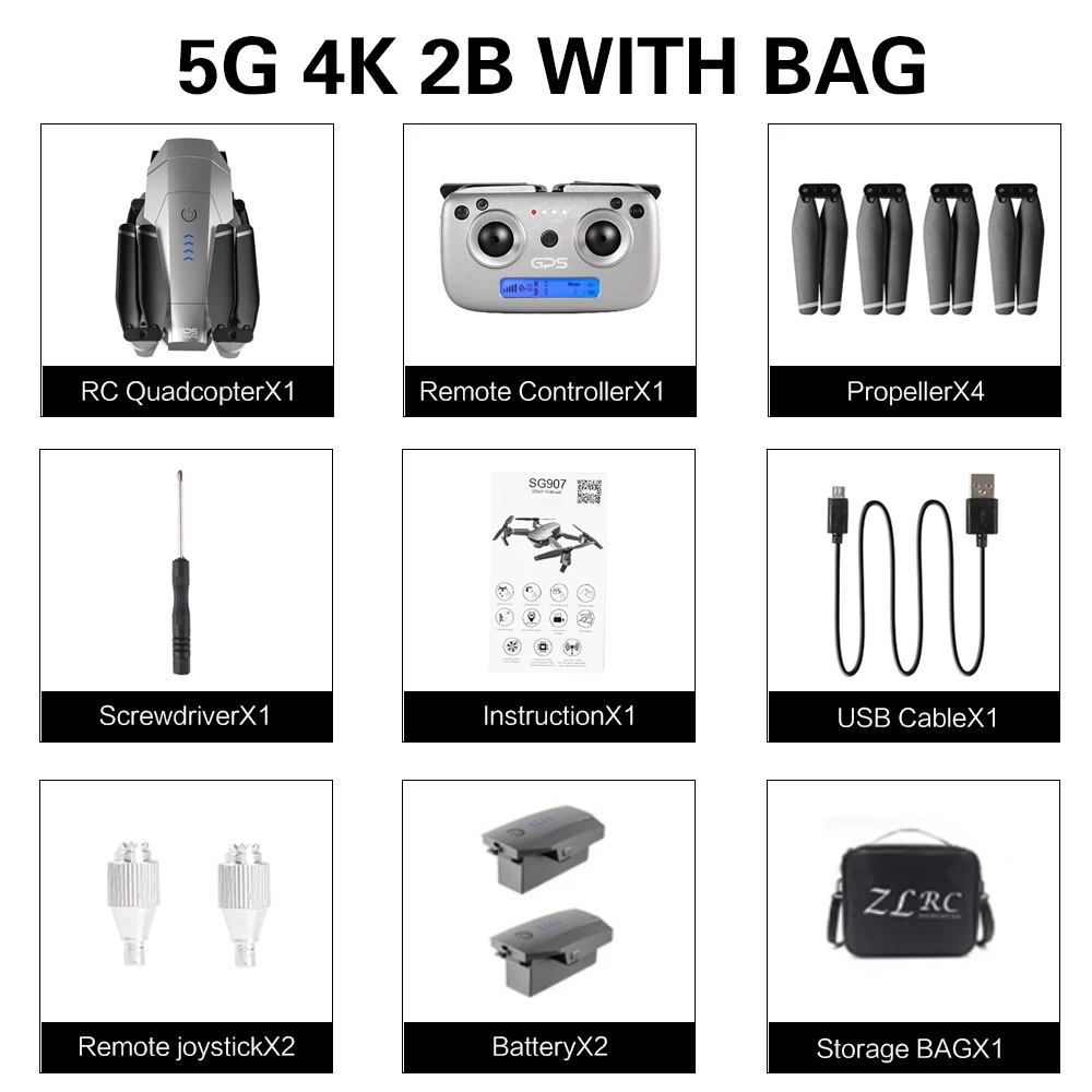 5G 4k 2B with bag SG907/SG901 gps Дрон с 4K HD двойной камерой Широкий угол 5G wifi FPV RC Квадрокоптер складной Дрон Профессиональный gps следуй за мной - Цвет: 5G 4k 2B with bag