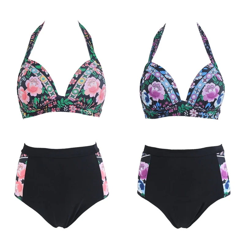 

Women Bikini Sexy Floral Bikini Swimwear Maillot Bandeau Push Up Halter Beach Swimsuit X3UE