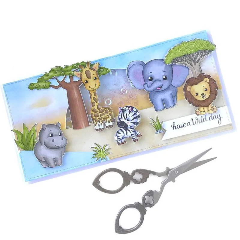 JCarter прозрачные резиновые штампы Скрапбукинг животные дикий день двойной штамп