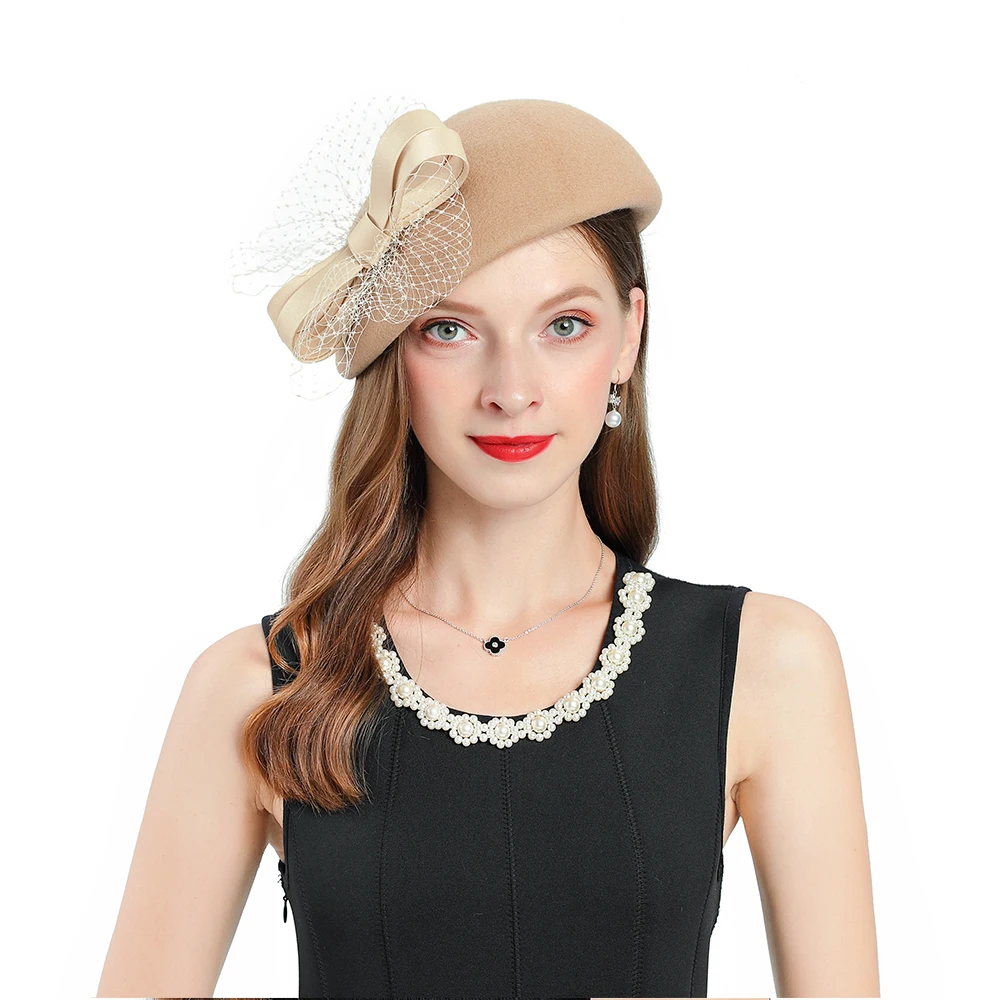Женские береты шляпки цвета хаки Вуалетка Шерстяная кепка s Женская шляпка с