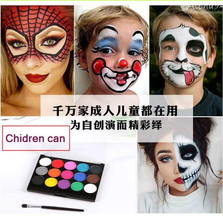 Краска для лица и тела 15 цветов макияж краска телесная рождества Хэллоуина