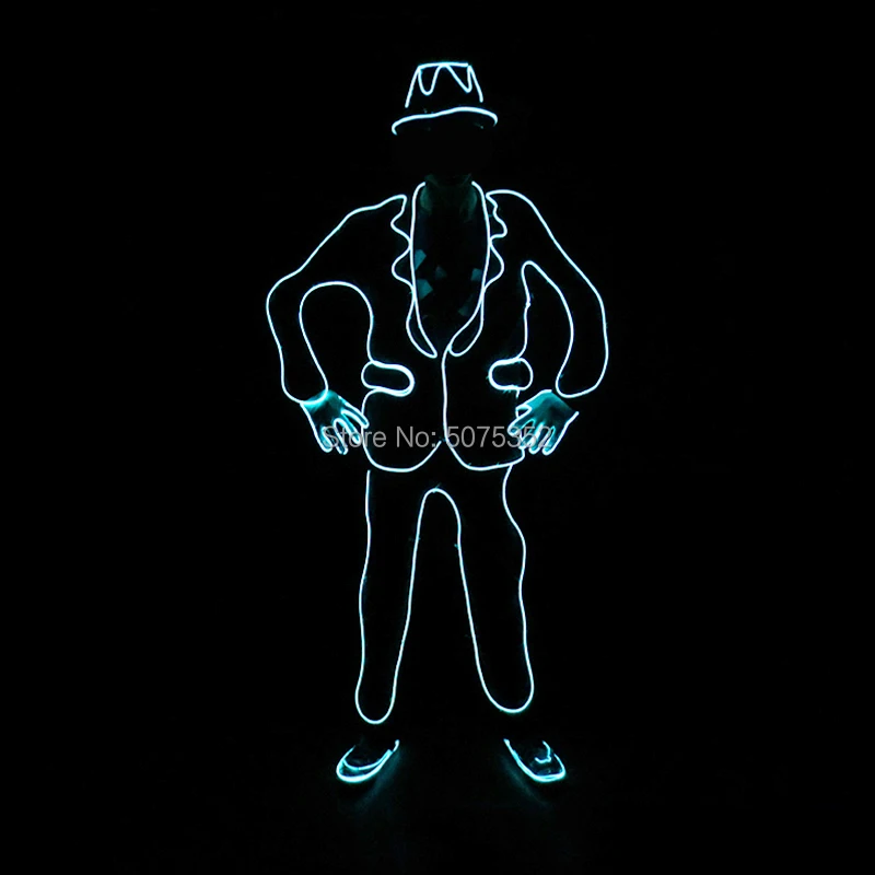 GZYUCHAO EL неоновый светодиодный костюм в стиле хип-хоп танцевальный Wire светильник