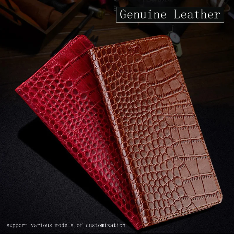 

For Samsung Galaxy S6 S7 S8 S9 S10 S20 Edge Plus Lite Genuine Leather Cowhide flip phone S20 S21Ultra case Crocodile patterncase