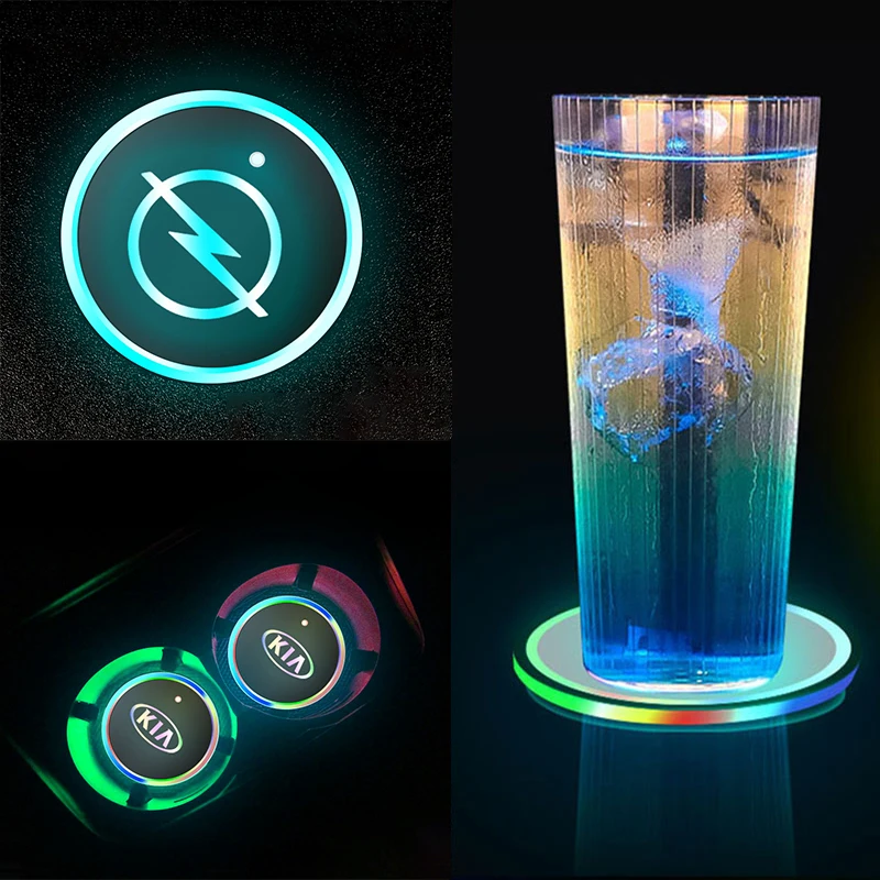 

7 Colors Car LED Cup Holder Light Mats Car Coasters For Alfa Romeo 159 147 156 166 Giulietta Giulia Mito Stelvio Brera Spider
