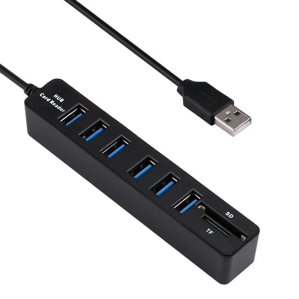 Полоса питания 3 порта Usb2.0hub с кабельным концентратором комбо кард ридер TF/SD все в