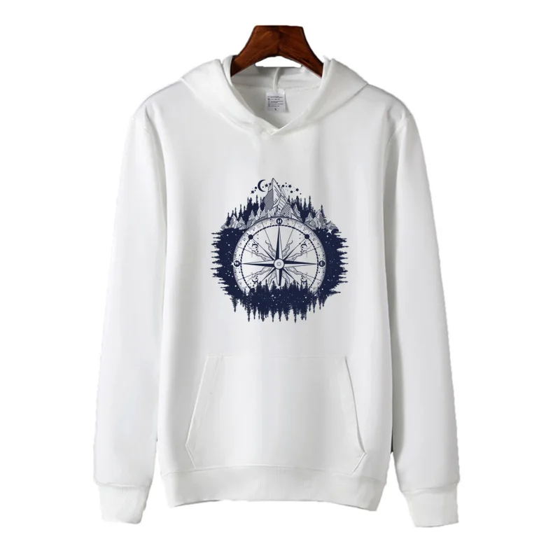 

Весенне-осенняя Спортивная толстовка с принтом на заказ с компасом, женская спортивная одежда, толстовка с капюшоном, Мужская одежда для ма...