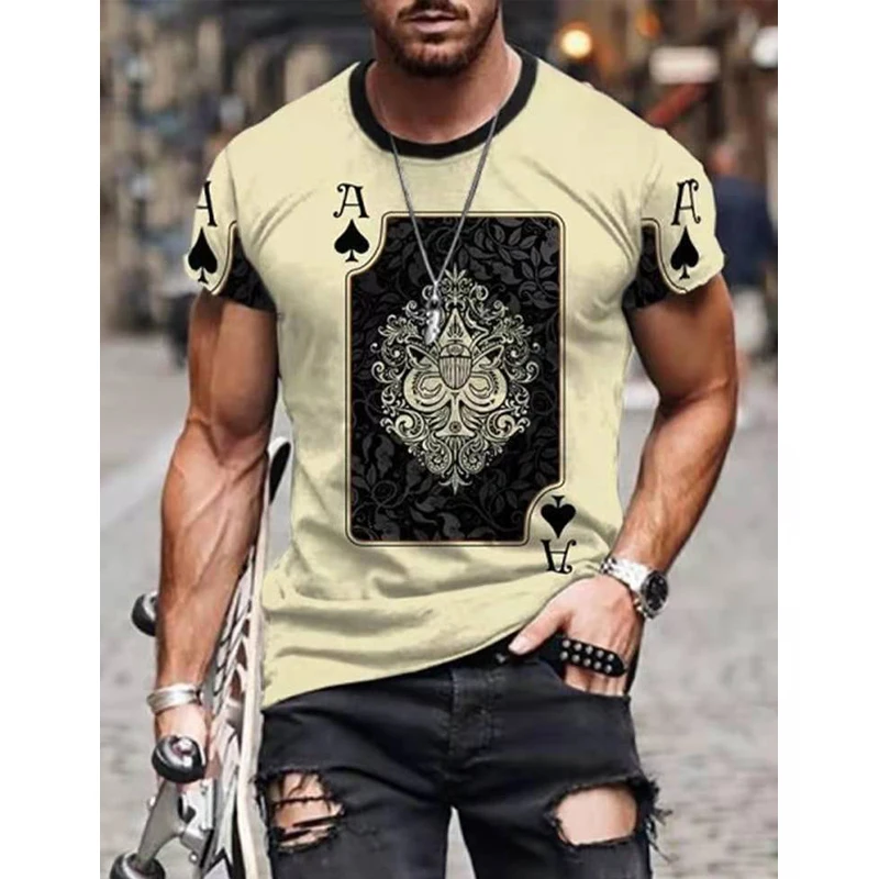 

Horrible Skull Spades Poker T-Shirt Casual Men Summer 3D-Print Extra-Large T-Shirt 2021 Comfort Breathable T-Shirt Tops 110-6XL