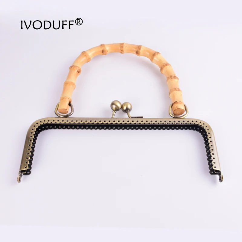 8 inch Bamboo Handle Purse Frame, Metal Kiss Frame With Bamboo Handle 1 piece