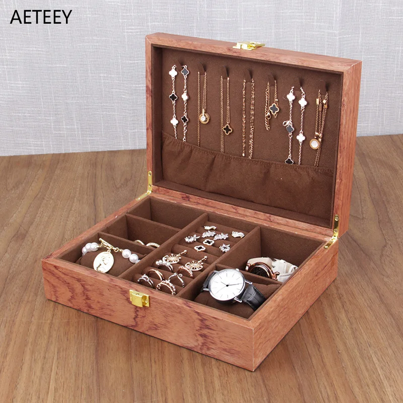 

Removable Wooden Jewelry Box Desktop Earring Necklace Watch Ring Display Box Exquisite Jewelry Storage Box Earrings Display
