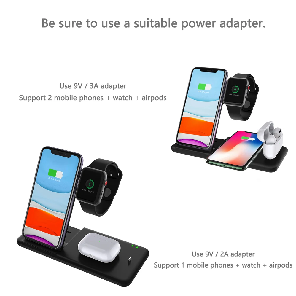 Фото Беспроводное зарядное устройство QI для Apple Watch 2 3 4 5 AirPods Pro iPhone 8 8Plus X XR XS Max 11, 15 Вт №5