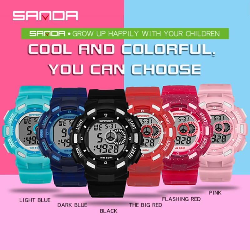 

Sanda new student sports waterproof electronic watch fashion children's multi-function watch men's and women's luminous watch