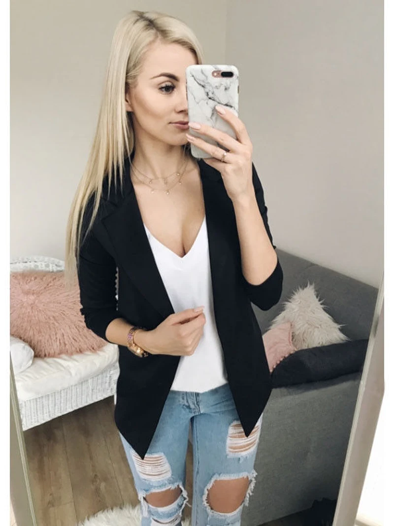 

Slim Short Suit Women Jackets and Coats Autumn Winter Women Slim Jacket Coat Office Casual Long Sleeve Casual Outwears