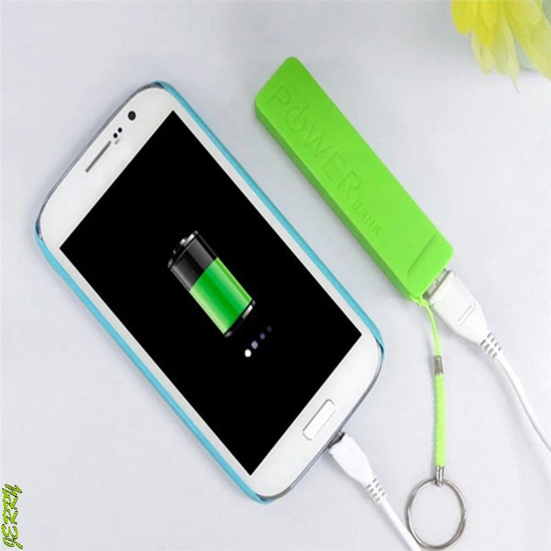 

New Portable 2600mAh USB External Power Bank Box Packaging Box 18650 Battery Charger Without Battery Power Bank With Keychain