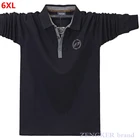 Рубашка-поло мужская с отложным воротником и длинными рукавами, деловая повседневная одежда, большие размеры 6XL, на осень