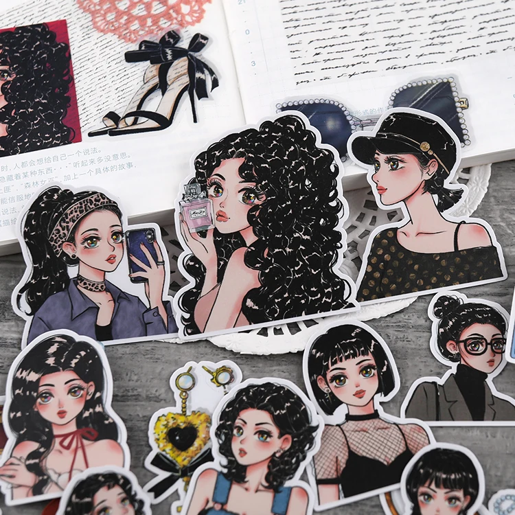 20pcs/25pcs Fashion Girl Paper Stickers Crafts And Scrapbooking Book Decorative DIY Stationery